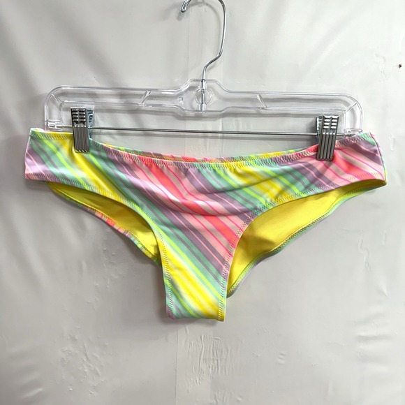 Victoria's Secret Other - Victoria Secret Swim Bikini Bottom M Rainbow Stripe Scrunch Butt Colorful